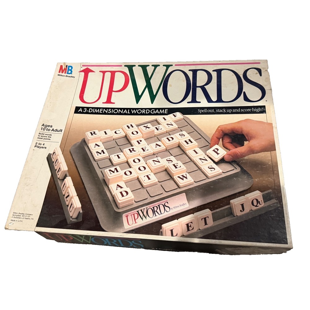 Vtg Upwords Milton Bradley‎ 3D Word Game 1988 Complete Family